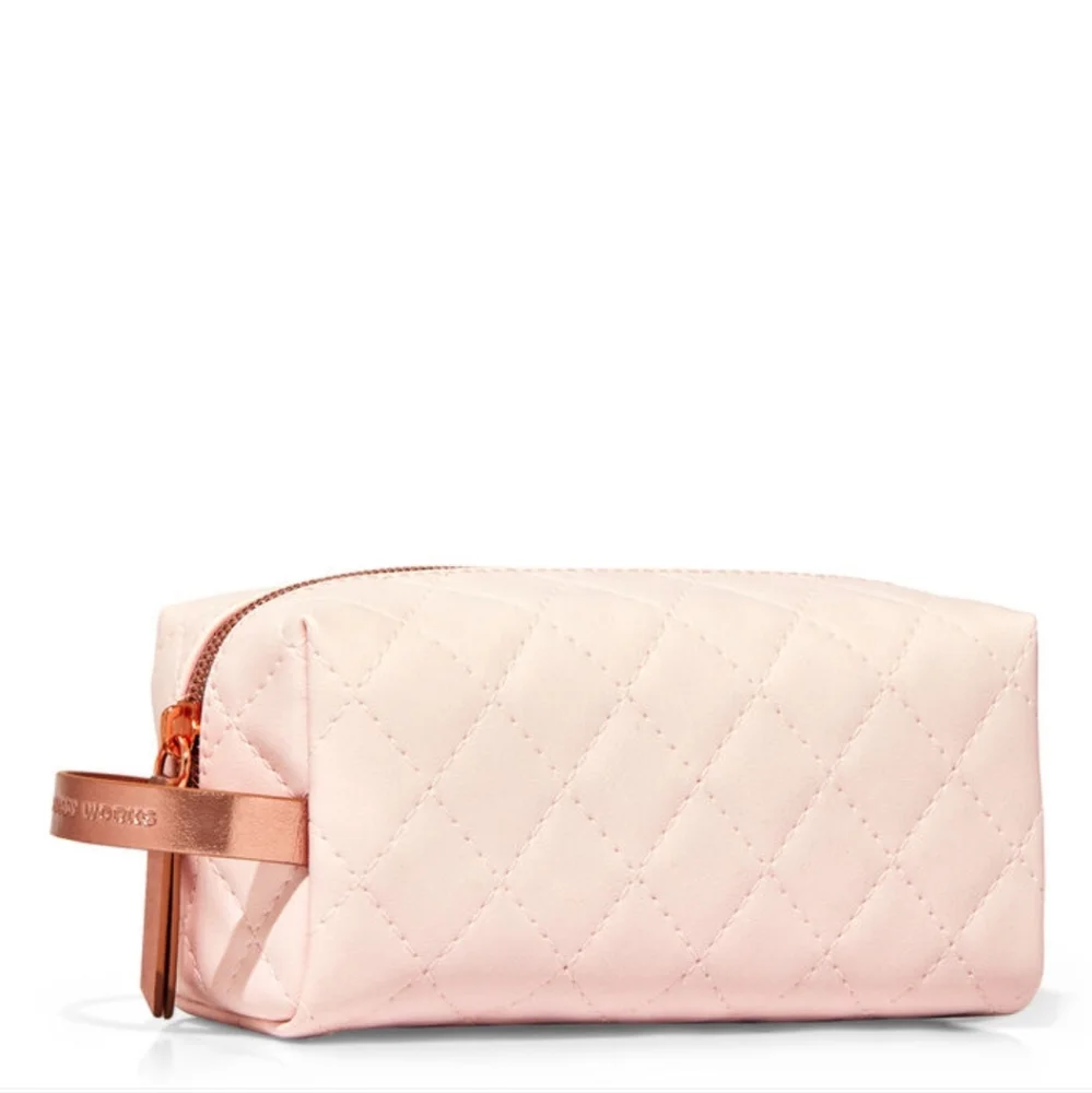 BATH & BODY WORKS BABY PINK & ROSE GOLD COSMETIC BAG POUCH BNWT SO Retired